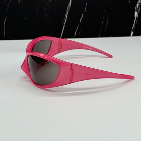 NEW BB0252S 002 BALENCIAGA PINK GREY OVAL WOMEN BALENCIAGA SUNGLASSES - Picture 6 of 12
